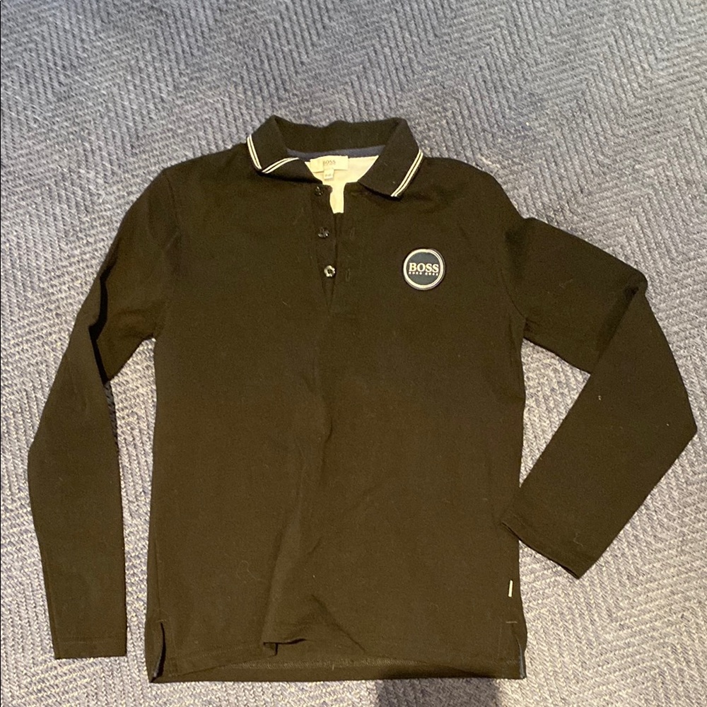 Boys Hugo Boss Black Long Sleeve Polo Shirt